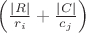 $\left( \frac{\vert{}R\vert{}}{r_i} + \frac{\vert{}C\vert{}}{c_j} \right)$