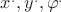 $x^., y^.,\varphi^.$