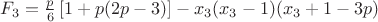 $F_3 = \frac{p}{6} \left[ 1 + p(2p-3) \right] - x_3 (x_3-1) (x_3 +1 -3p) $