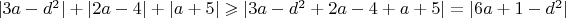 $|3a-d^2|+|2a-4|+|a+5|\geqslant|3a-d^2+2a-4+a+5|=|6a+1-d^2|$