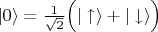 $|0\rangle=\frac{1}{\sqrt{2}}\Bigl(|\uparrow\rangle+|\downarrow\rangle\Bigr)$