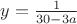 $y = \frac{1}{30-3a}$ $y = \frac{1}{30-3a}$