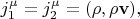 $j_1^\mu=j_2^\mu=(\rho,\rho\mathbf{v}),$