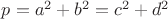 $p=a^2+b^2=c^2+d^2$ $p=a^2+b^2=c^2+d^2$