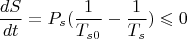 $$\frac {dS}{dt}=P_s(\frac {1}{T_{s0}}-\frac {1}{T_s})\leqslant 0$$
