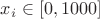 $ x_i \in [0,1000]$
