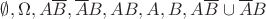 ${\emptyset,\Omega,A\overline{B},\overline{A}B,AB,A,B,A\overline{B}\cup\overline{A}B}$