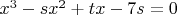 $x^3-sx^2+tx-7s=0$