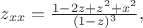 $z_{xx}=\frac{1-2z+z^2+x^2}{(1-z)^3},$