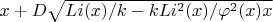 $x+D \sqrt {Li(x)/k-kLi^2(x)/\varphi^2(x) x}$