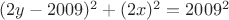 $(2y-2009)^2+(2x)^2=2009^2$