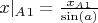 $x|_A_1=\frac{x_A_1}{\sin(a)}$