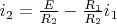 $i_2=\frac {E}{R_2}-\frac {R_1}{R_2}i_1$