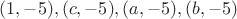 $ (1, -5), (c, -5), (a, -5), (b, -5)$