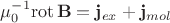 $$
\mu_0^{-1} {\rm rot}\,{\bf B} = {\bf j}_{ex} + {\bf j}_{mol}
$$