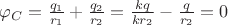 $\varphi_C = \frac{q_1}{r_1}+\frac{q_2}{r_2} = \frac{kq}{kr_2}-\frac{q}{r_2}=0$