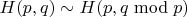 $H(p,q)\sim H(p,q\bmod p)$