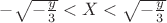$-\sqrt{-\frac{y}{3}}<X<\sqrt{-\frac{y}{3}}$