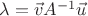 \lambda = \vec v A^{-1}\vec u