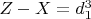 $Z -X =d_1^3$