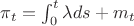 $\pi_{t}=\int_{0}^{t} \lambda ds + m_{t}$ $\pi_{t}=\int_{0}^{t} \lambda ds + m_{t}$