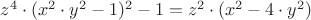 $z^4 \cdot  (x^2 \cdot y^2-1)^2-1 = z^2 \cdot (x^2-4 \cdot y^2) $