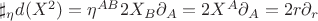 $\sharp_\eta d (X^2) = \eta^{AB} 2X_B \partial_A = 2 X^A \partial_A = 2 r \partial_r$
