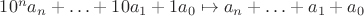 $10^na_n + \ldots + 10a_1 + 1a_0 \mapsto a_n + \ldots + a_1 + a_0$
