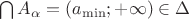 $\;\;\;\bigcap A_\alpha = (a_{\min};+\infty) \in \Delta$