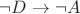 $\neg D \to \neg A$