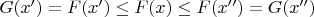 $G(x')=F(x')\le F(x)\le F(x'')=G(x'')$