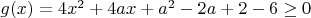 $g(x)=4x^2+4ax+a^2-2a+2-6\ge 0$