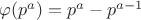 $\varphi(p^a)=p^a-p^{a-1}$