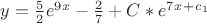 $y=\frac{5}{2}e^9^x-\frac{2}{7}+C*e^7^x^+^c^_1$