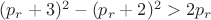 $(p_{r}+3)^2 - (p_{r}+2)^2 > 2p_{r}$