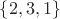 $\{2, 3, 1\}$