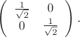 $\left(\begin{array}{cc}\tfrac{1}{\sqrt{2}} & 0 \\ 0 & \tfrac{1}{\sqrt{2}}\end{array}\right).$
