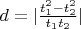 $d=|\frac{t_1^2-t_2^2}{t_1{t_2}}|$