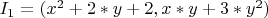 $I_1 = (x^2+2*y+2,x*y+3*y^2)$
