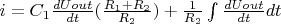 $i=C_1\frac{dUout}{dt}(\frac{R_1+R_2}{R_2})+\frac{1}{R_2}\int\limits_{}^{}\frac{dUout}{dt}dt$