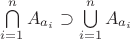 $\bigcap\limits_{i=1}^nA_{a\pha_i} \supset \bigcup\limits_{i=1}^nA_{a\pha_i}$