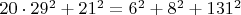 $20\cdot 29^2 +21^2=6^2+8^2+131^2$