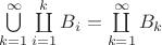 $\bigcup\limits_{k=1}^{ \infty }\coprod\limits_{i=1}^{k}B_{i}=\coprod\limits_{k=1}^{\infty}B_{k} $