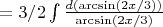 $= 3/2 \int \frac{d(\arcsin(2x/3))}{\arcsin(2x/3)}$