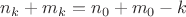 $n_k+m_k=n_0+m_0-k$