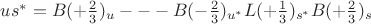 $us^* = B(+\frac{2}{3})_u---B(-\frac{2}{3})_{u^*}L(+\frac{1}{3})_{s^*}B(+\frac{2}{3})_s$
