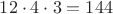$12\cdot 4\cdot 3=144$