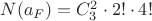 $N(a_F) =  C_3^2\cdot  2!\cdot 4!$