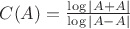 $
C(A) = \frac{\log |A + A|}{\log |A - A|}
$