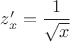 $z'_x=\dfrac{1}{\sqrt{x}}$